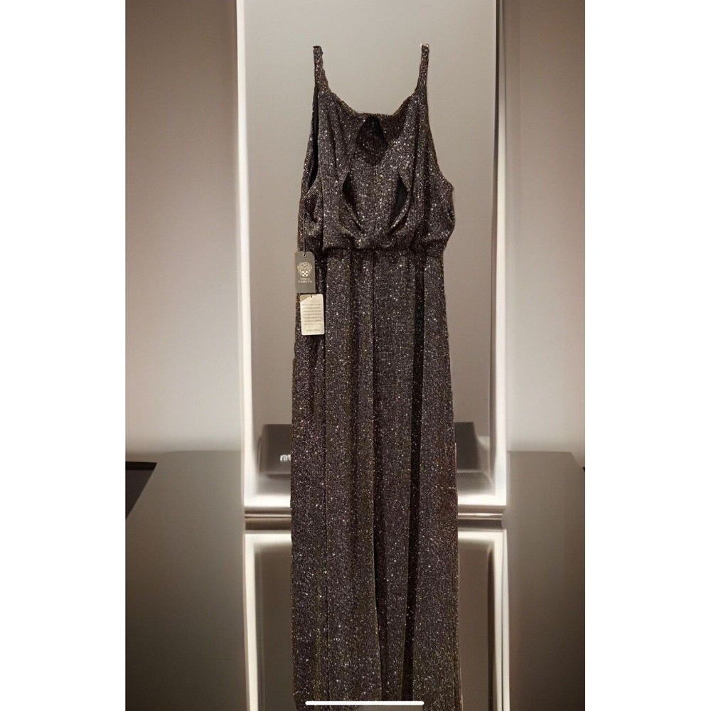 Vince Camuto Gunmetal Sparkle Strapless Evening Dress